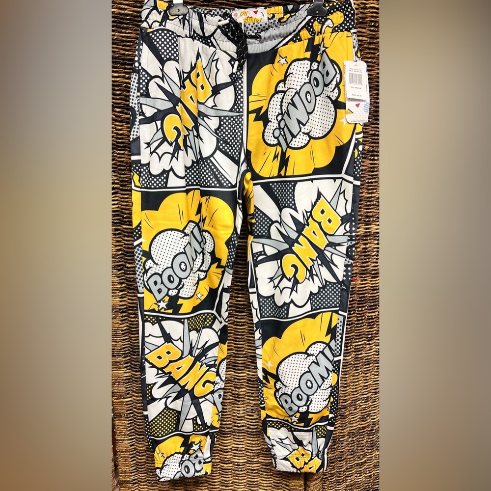 Oh Snap! - Yellow/Black/Grey/White Print Joggers- Size: Medium, New with‎ tags